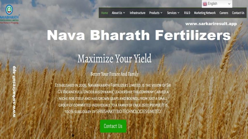 Nava Bharath Fertilizers Recruitment 2021 Sales Representative Post
