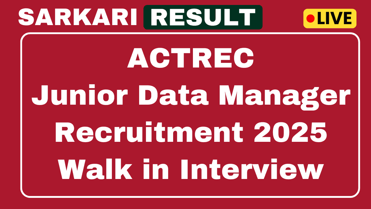 ACTREC Junior Data Manager Recruitment 2025