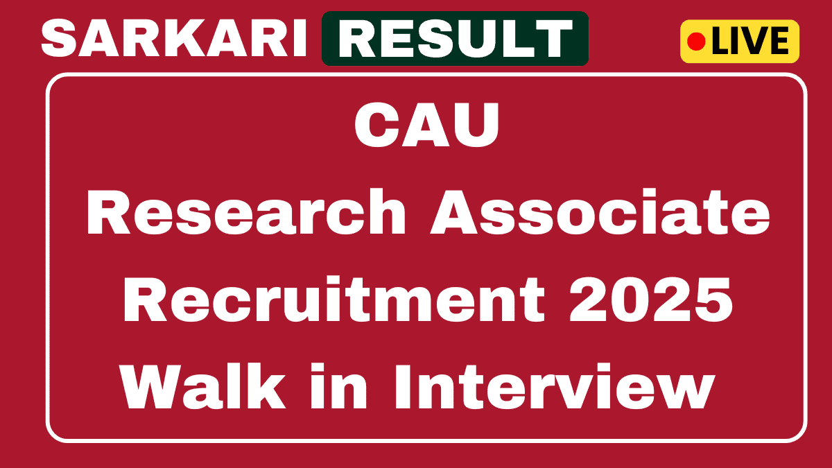 CAU Imphal Research Associate Recruitment 2025