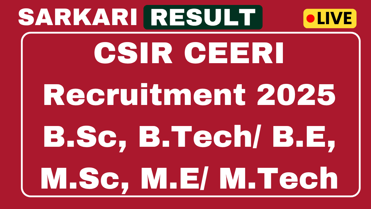 CSIR CEERI JRF, SRF, Project Assistant, and Project Associate Recruitment 2025