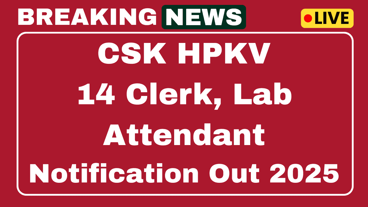CSK HPKV Recruitment 2025
