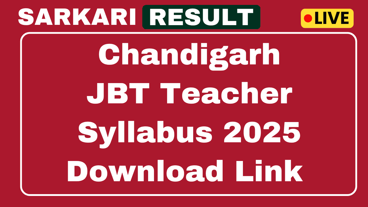 Chandigarh JBT Teacher Syllabus 2025 Check Here