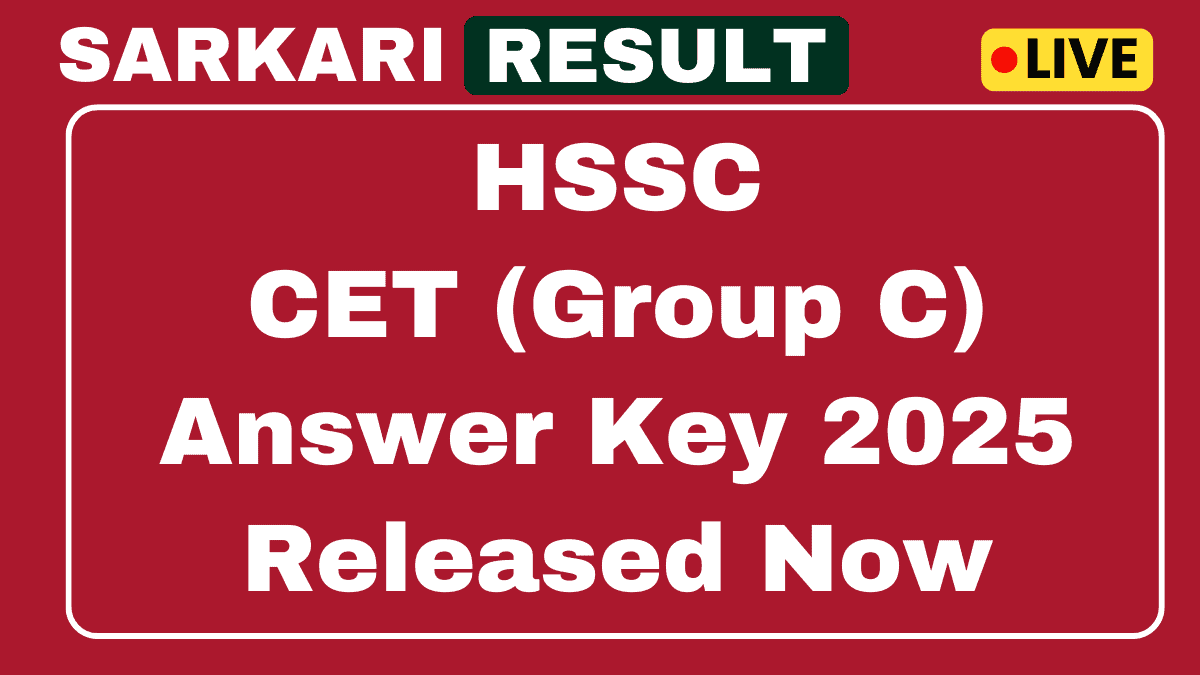 HSSC CET (Group C) Answer Key 2025