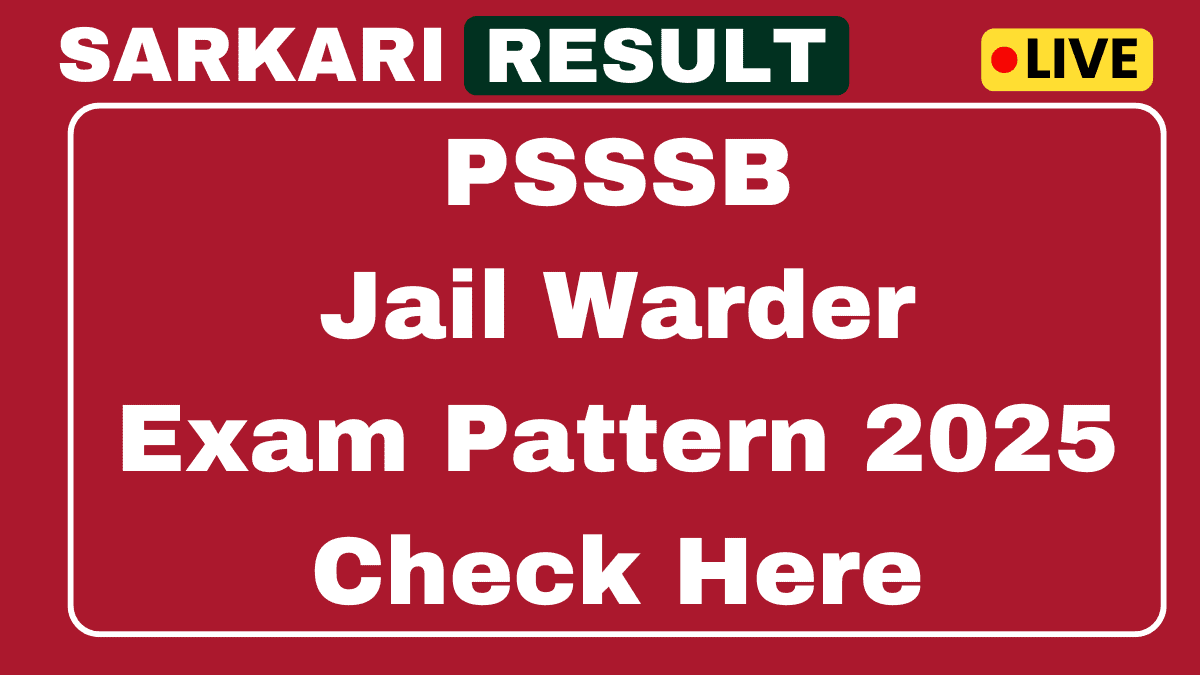 PSSSB Jail Warder Exam Pattern