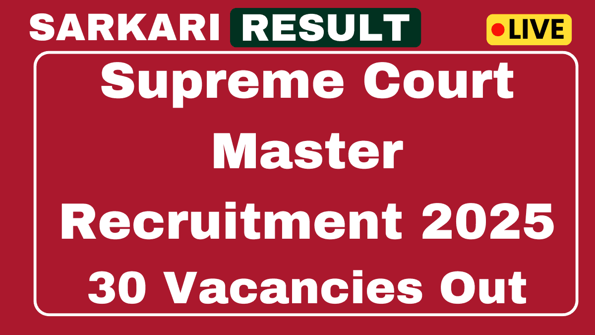Supreme Court of India Court Master Recruitment 2025
