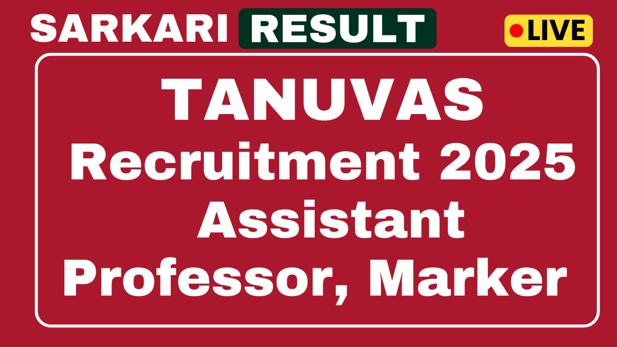 TANUVAS Assistant Professor, Marker Recruitment 2025