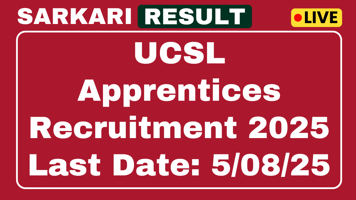 UCSL Apprentices Recruitment 2025 - Apply Online for 07 Posts 1 UCSL Apprentices Recruitment 2025