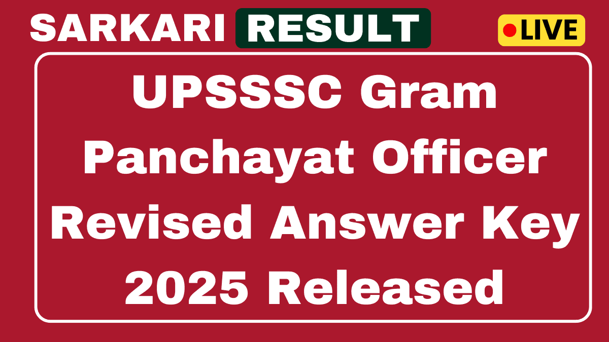 UPSSSC Gram Panchayat Officer Revised Answer Key 2025