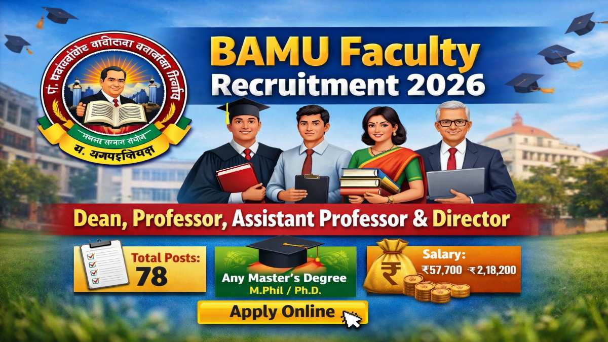BAMU Recruitment 2026 – Apply Online Dean, Assistant Professor 78 Posts 3 BAMU Recruitment 2026
