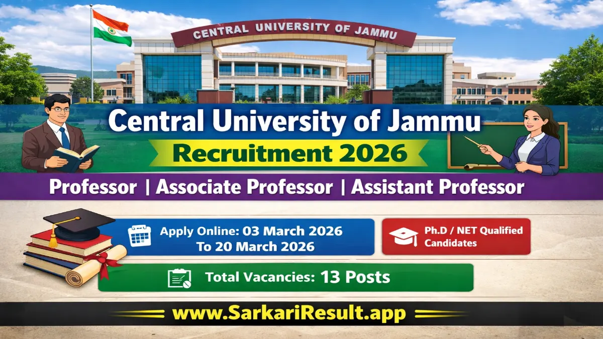Central University of Jammu Teaching Recruitment 2026 Out – Apply Online 13 Posts 3 Central University of Jammu Recruitment 2026