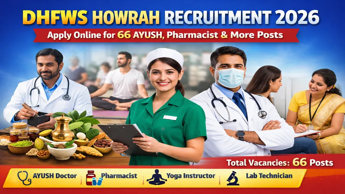 DHFWS Howrah Recruitment 2026 – Apply Online 66 AYUSH, Pharmacist Posts 3 DHFWS Howrah Recruitment 2026