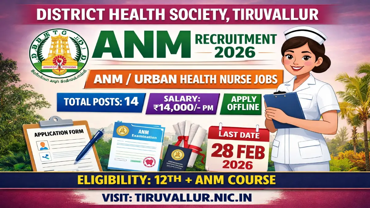 DHS Tiruvallur ANM/ Urban Health Nurse Recruitment 2026 – Apply For 14 Posts 3 DHS Tiruvallur ANM Recruitment 2026