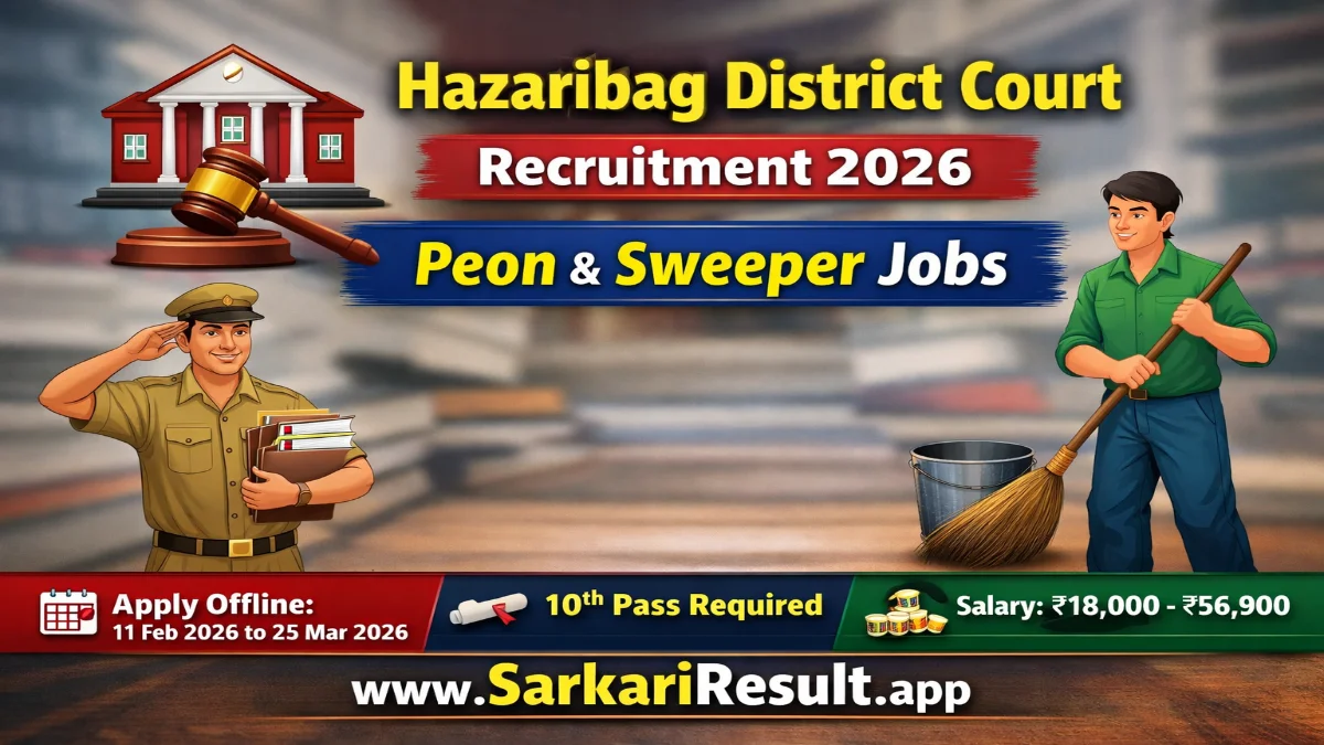Hazaribag Court Recruitment 2026 – Apply Now Peon, Sweeper Posts 3 Hazaribag Court Jobs