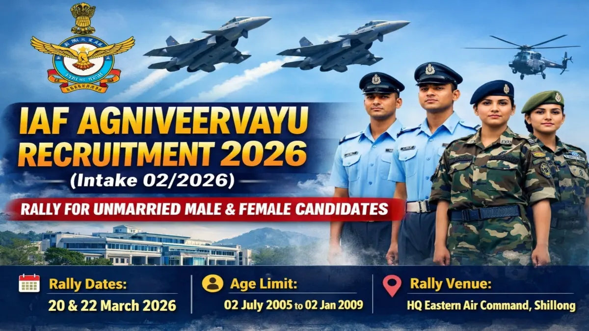 Indian Air Force Meghalaya Agniveervayu Intake 02/2026 Rally Notification 2026 Out 3 IAF Agniveervayu (Other than Science) Rally