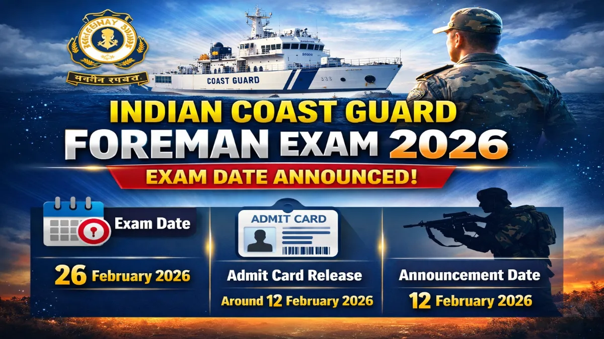 Indian Coast Guard Foreman Exam Date 2026 Out Download Here 3 ICG Foreman Exam Date 2026