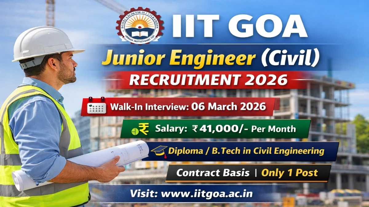 IIT Goa Junior Engineer Recruitment 2026 – Walk in Interview 3 IIT Goa Junior Engineer Recruitment 2026