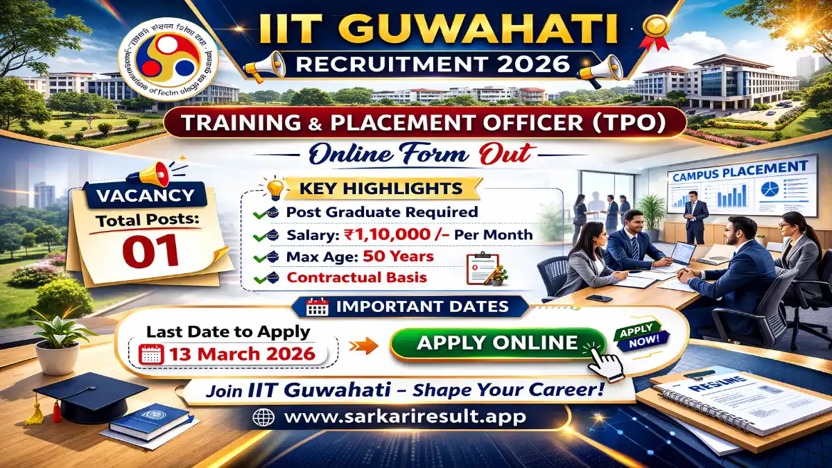 IIT Guwahati Training and Placement Officer Recruitment 2026 – Online Form 3 IIT Guwahati Placement Officer Jobs