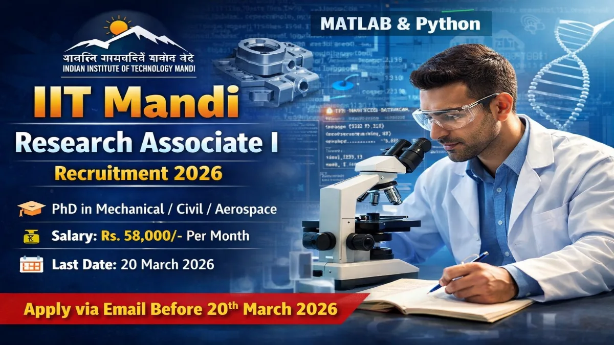 IIT Mandi Research Associate I Recruitment 2026 Out – Online Form 3 IIT Mandi Research Associate Jobs