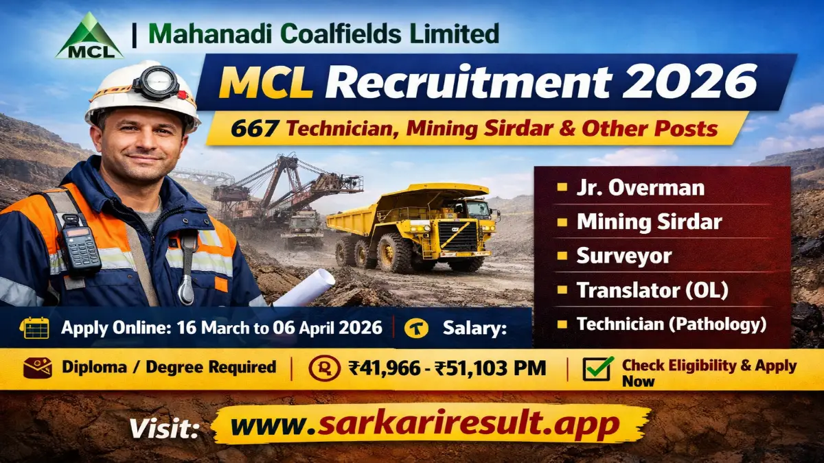 Mahanadi Coalfields MCL Recruitment 2026 – Apply Online 667 Various Posts 3 Mahanadi Coalfields Recruitment 2026
