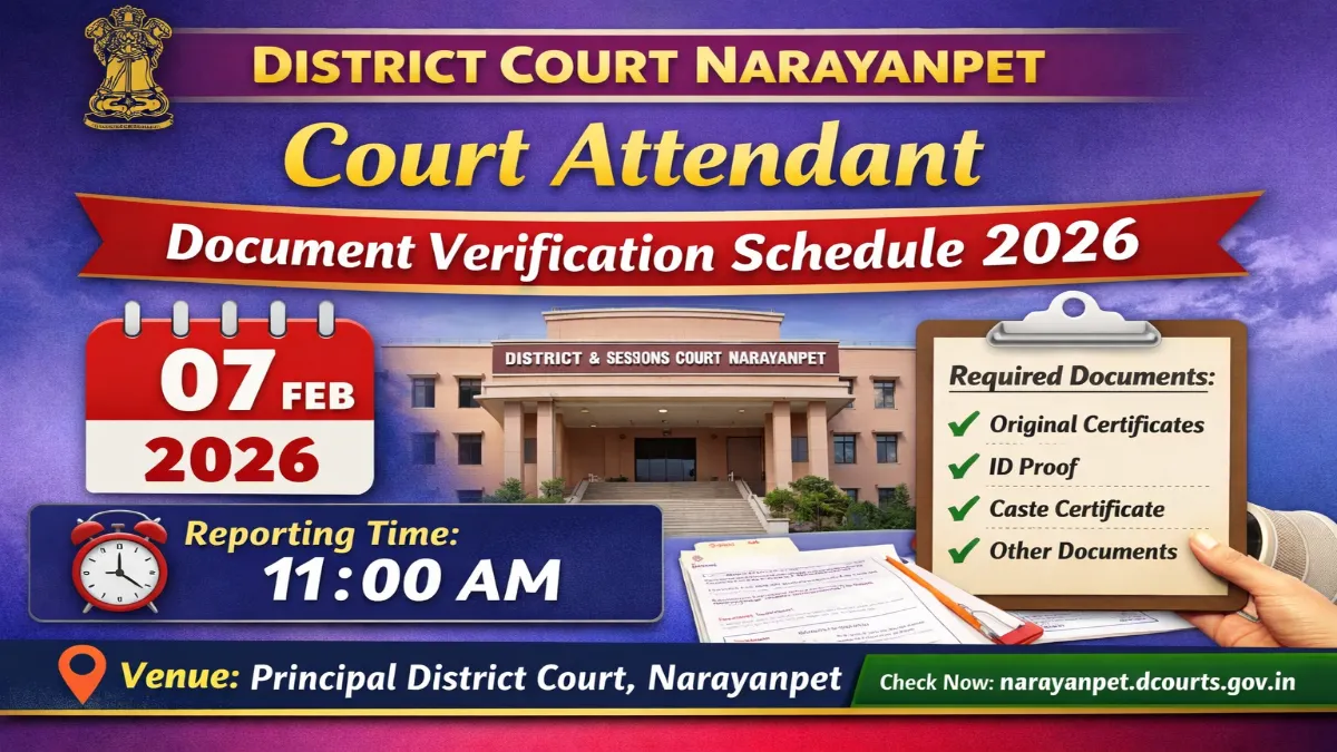 Narayanpet Court Attendant DV Schedule 2026 OUT Check Required Documents 3 Narayanpet Court Attendant DV Schedule 2026