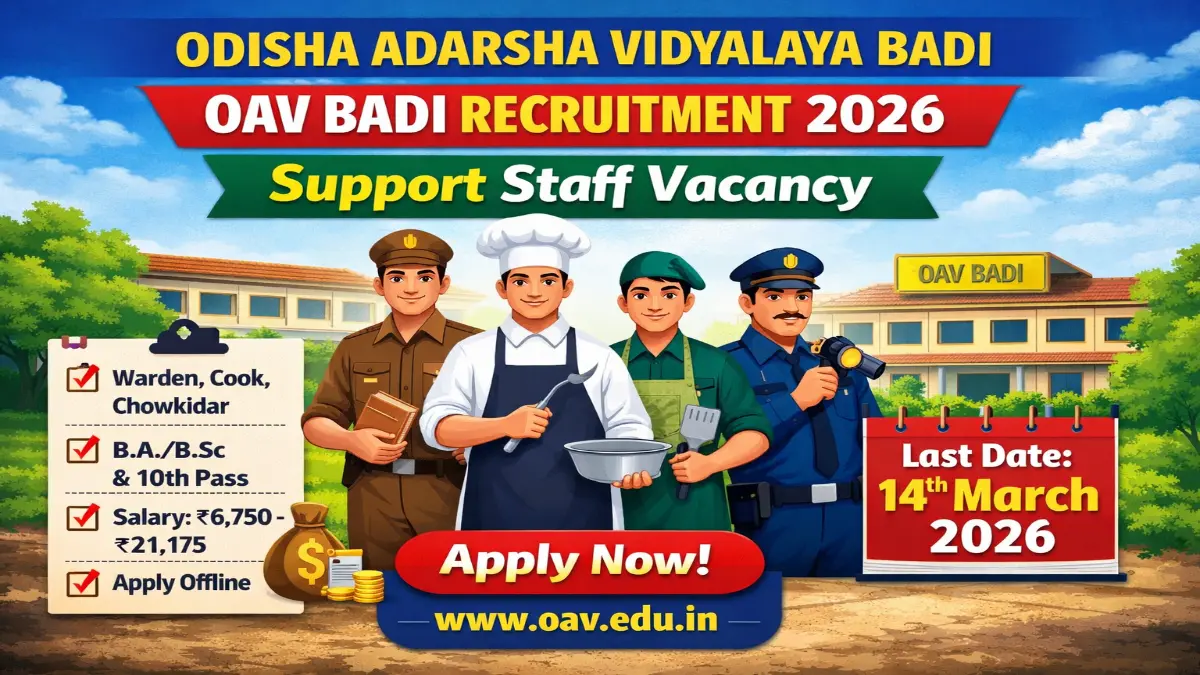 OAV Badi Recruitment 2026 – Apply Now Support Staff Posts 3 OAV Badi Support Staff Recruitment 2026