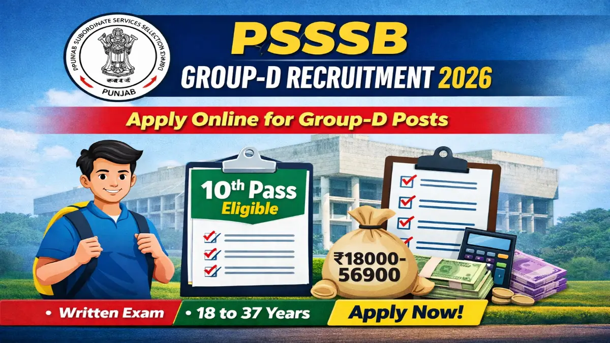 PSSSB Group D Recruitment 2026 Out – Online Form 3 PSSSB Group D Bharti