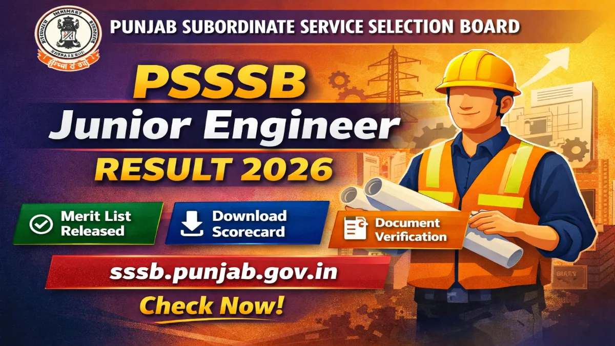 PSSSB Junior Engineer Result 2026 – Download Scorecard 1 PSSSB Junior Engineer Result 2026