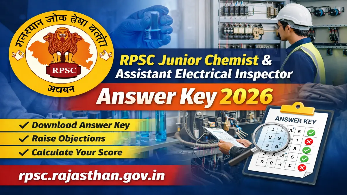 RPSC Junior Chemist and Asst Electrical Inspector Answer Key 2026 Out – Raise Objection 1 RPSC JC and AEI Answer Key 2026 Out