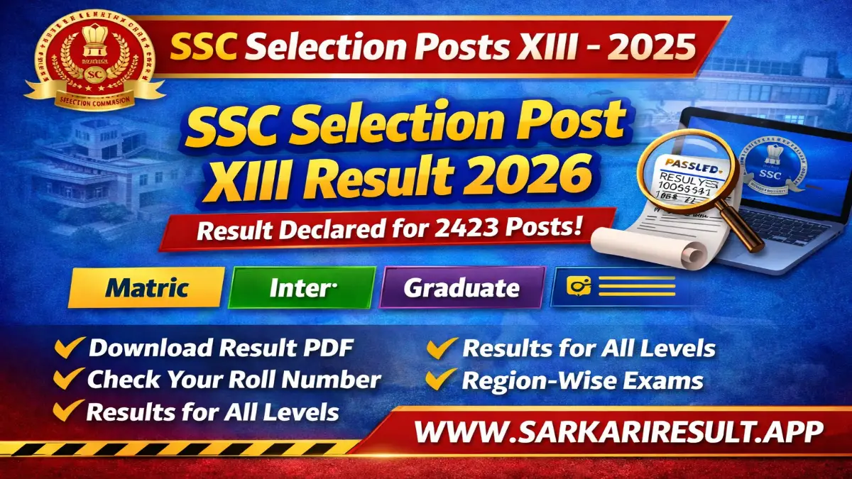 SSC Selection Post Phase 13 Result 2026 Out - Download Scorecard 3 SSC Selection Post Phase 13 Result