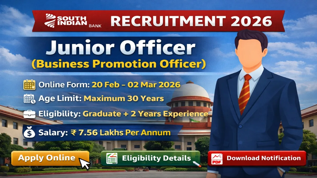 South Indian Bank Junior Officer/ Business Promotion Officer Recruitment 2026 – Online Form 3 South Indian Bank Junior Officer Recruitment 2026