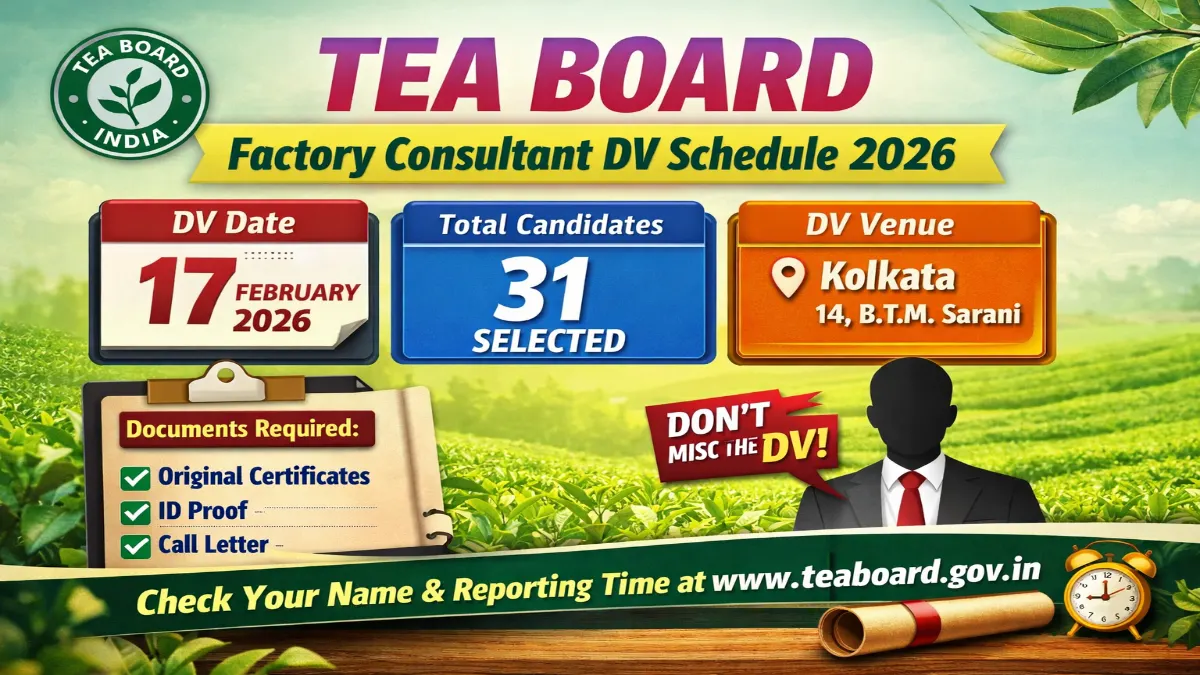 Tea Board Factory Consultant DV Schedule 2026 Download Required Documents 3 Tea Board Factory Consultant DV Schedule 2026