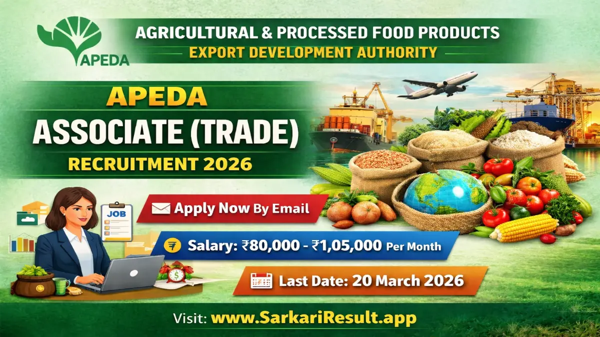 APEDA Associate Recruitment 2026 – Online Form 01 Post 3 APEDA Associate (Trade) Recruitment 2026