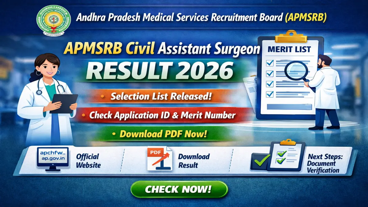 APMSRB Civil Assistant Surgeon Result 2026