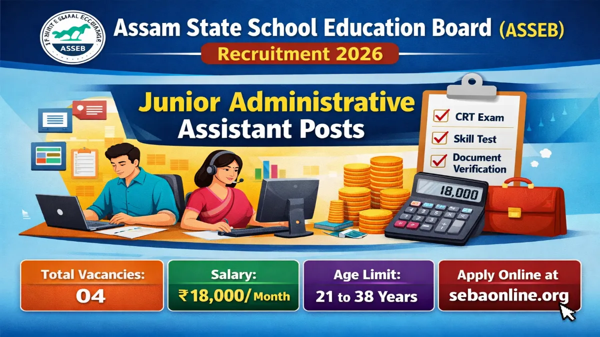 ASSEB Junior Administrative Assistant Recruitment 2026
