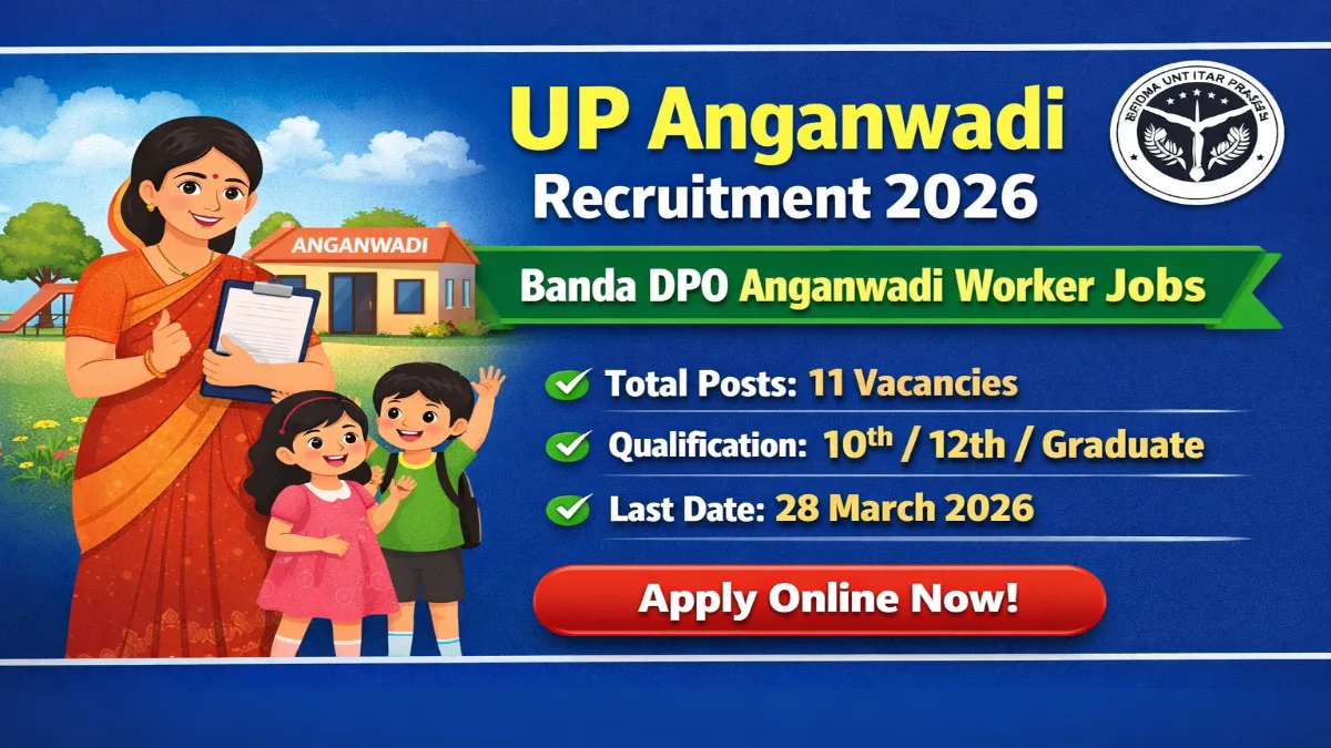 UP Anganwadi Worker Recruitment 2026 – Apply Online 11 Posts 3 Banda DPO Anganwadi Recruitment 2026