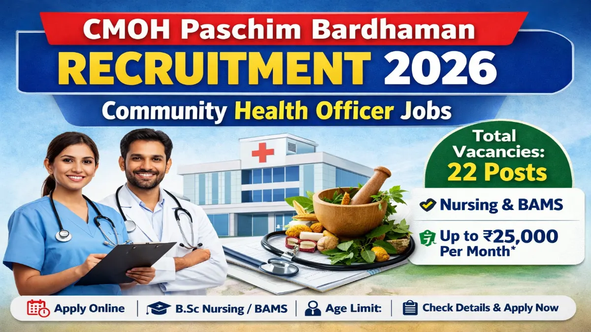 CMOH Paschim Bardhaman Recruitment 2026 – Apply Online 22 Community Health Officer Posts 3 CMOH Paschim Bardhaman Recruitment 2026
