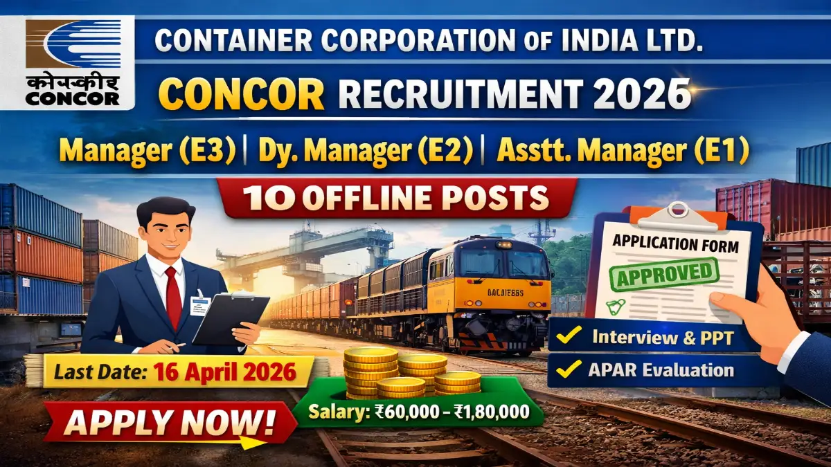 CONCOR Manager Dy Manager Asst Manager Recruitment 2026