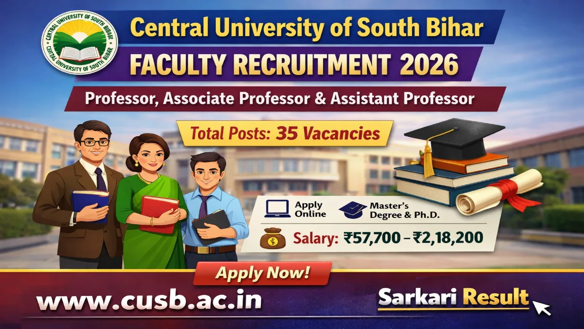 CUSB Recruitment 2026 Out – Apply Online 35 Faculty Posts 3 CUSB Recruitment 2026