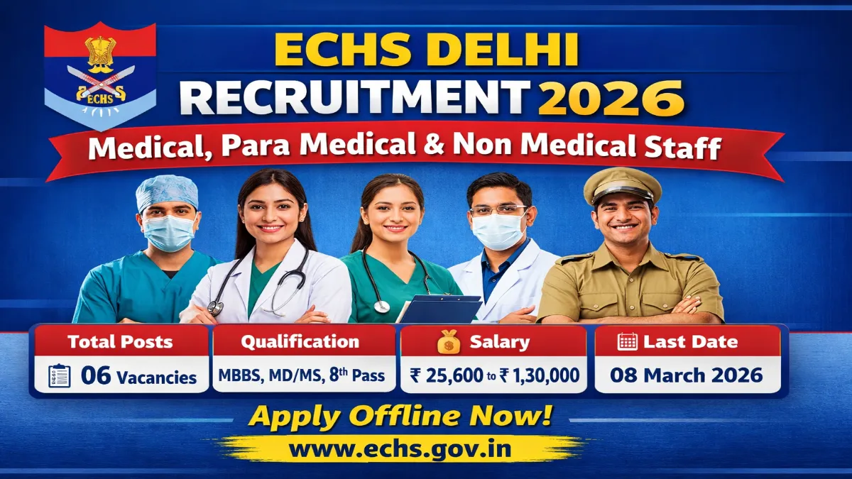ECHS Delhi Recruitment 2026 – Driver, MO and Other 06 Posts Form 3 ECHS Delhi Para Medical & Non Medical Staff Offline Form