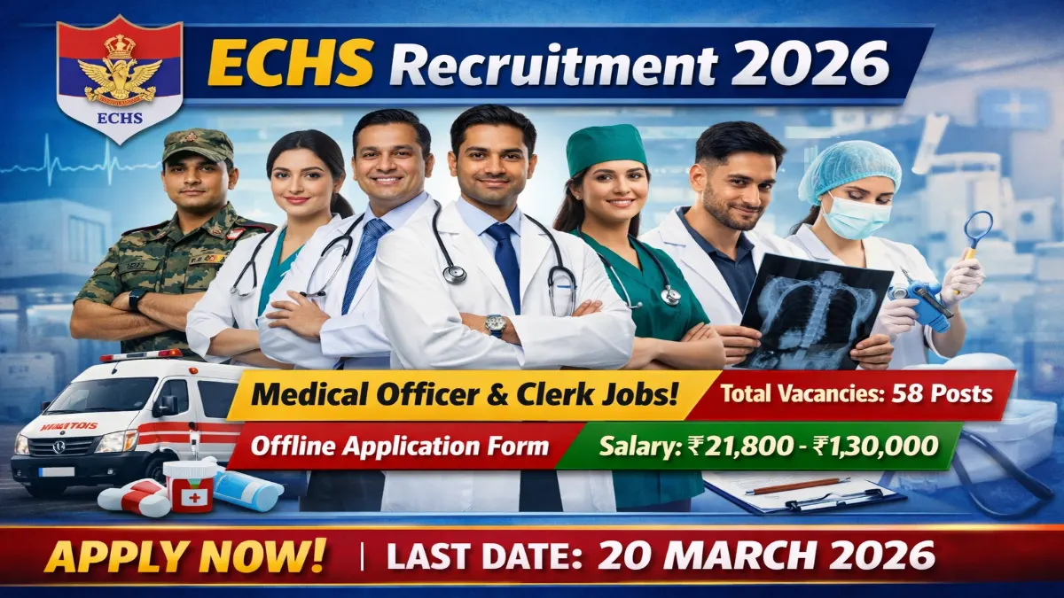 ECHS Recruitment 2026 – Medical Officer, Clerk 58 Posts 5 ECHS Medical Officer, Clerk & Various Posts