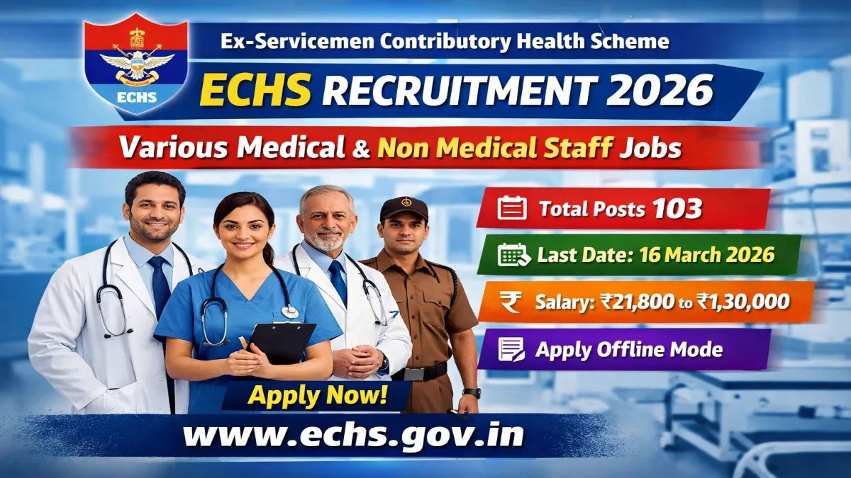 ECHS Recruitment 2026 Out – 103 Medical, Para Medical & Non Medical Staff Posts 3 ECHS Medical, Para Medical and Non Medical Staff Recruitment