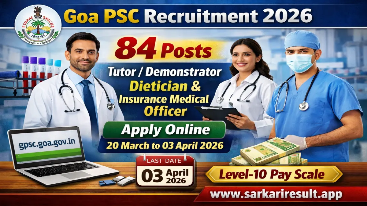 Goa PSC Tutor Demonstrator Posts
