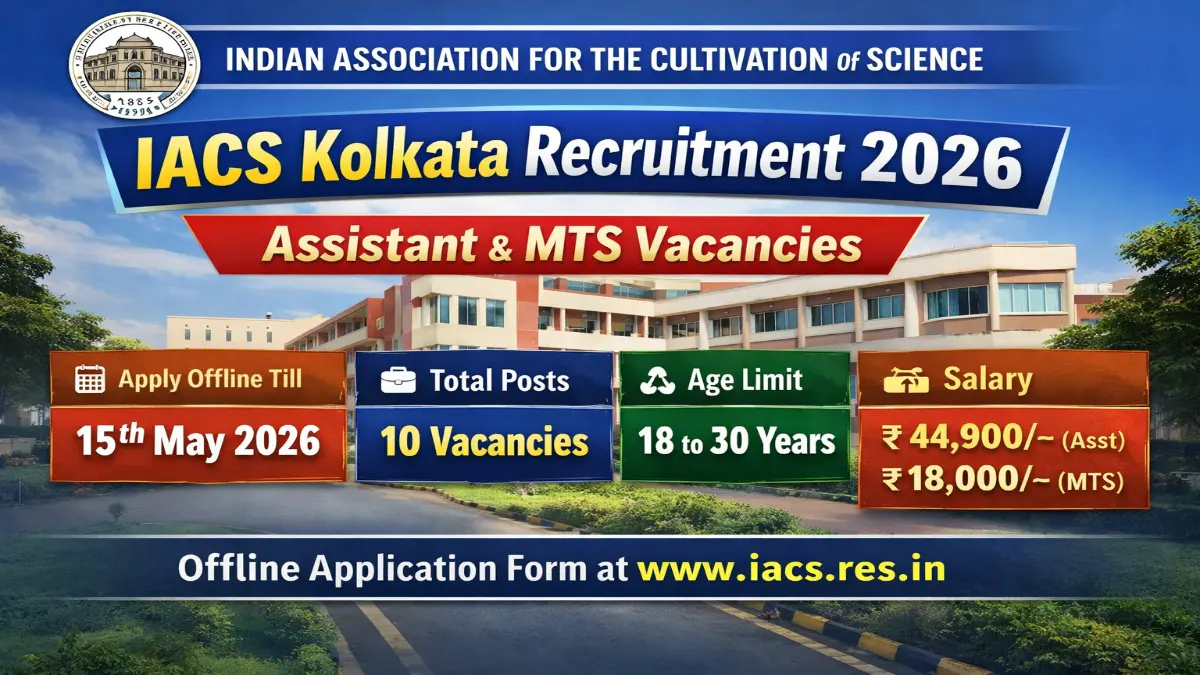 IACS Kolkata Non-Teaching Recruitment 2026