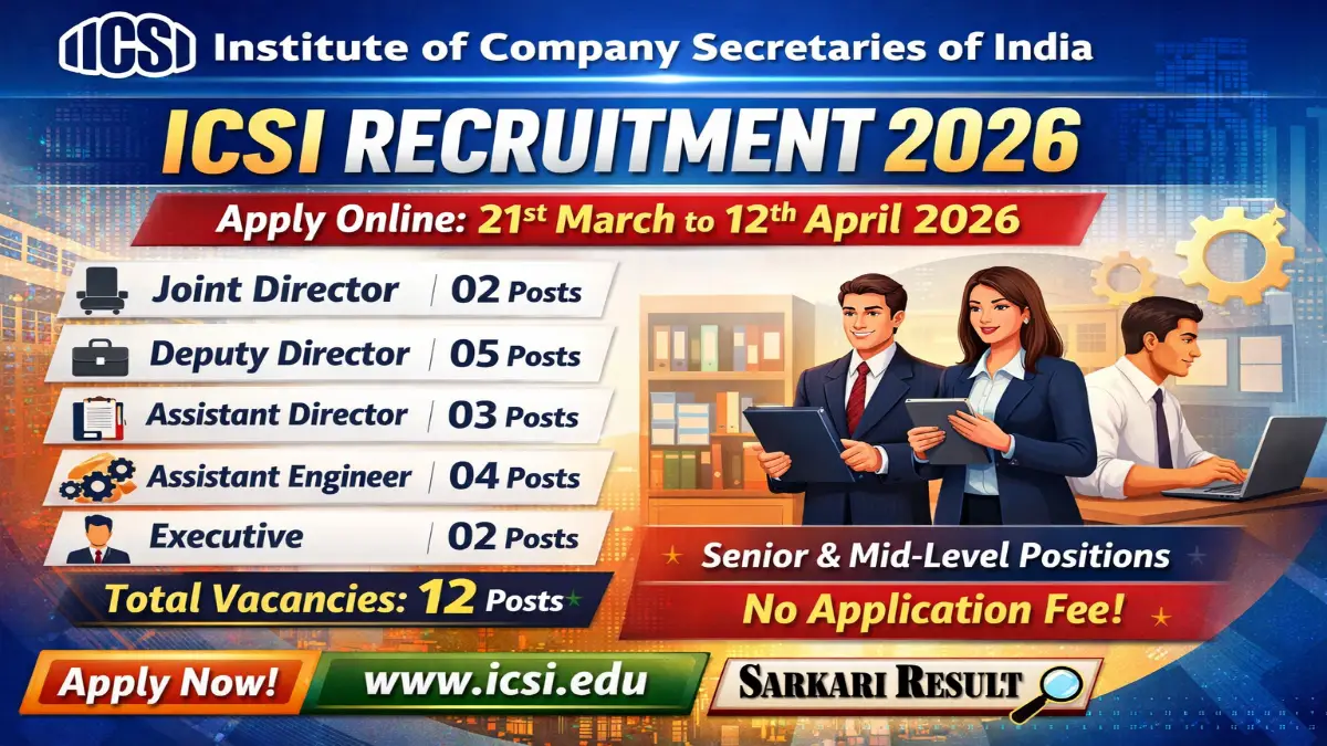 ICSI Various Posts Online Form 2026