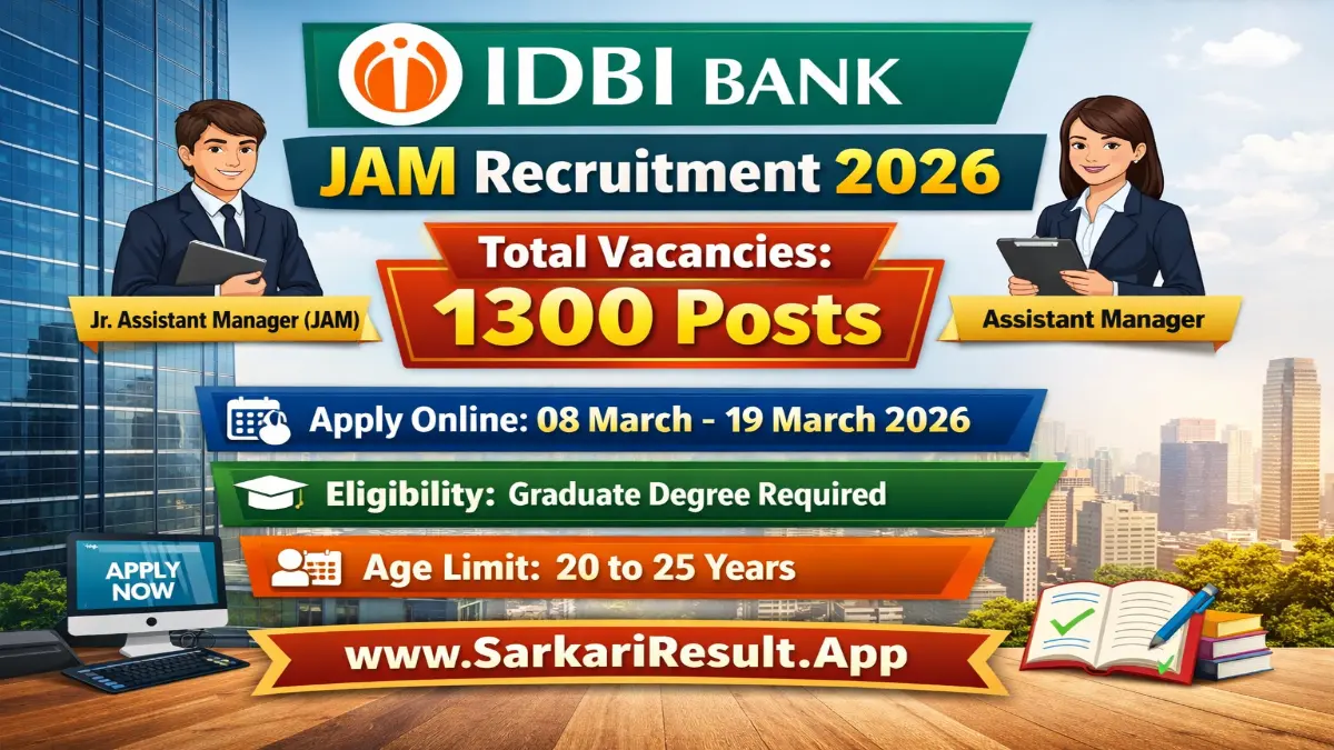 IDBI Bank JAM / AM Recruitment 2026 Out – Apply Online 1300 Posts 1 IDBI Bank JAM, AM Online Form