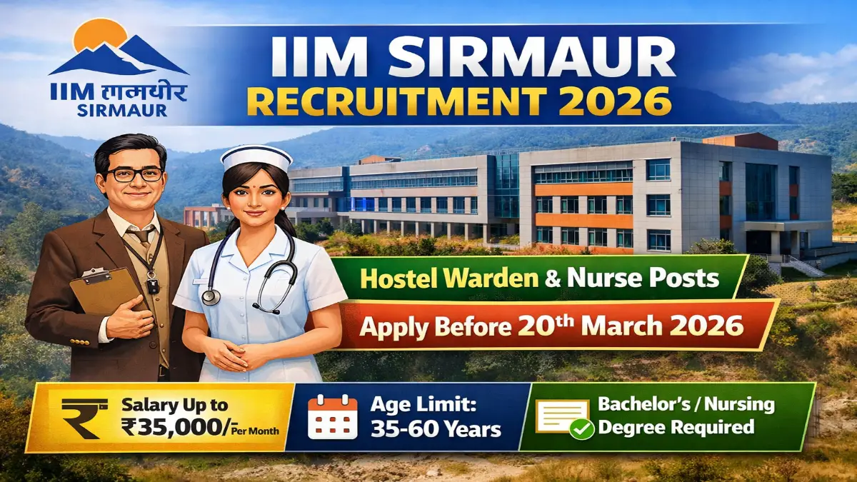 IIM Sirmaur Recruitment 2026 – Apply Online Hostel Wardens, Nurse 03 Posts 3 IIM Sirmaur Hostel Wardens & Nurse Recruitment 2026