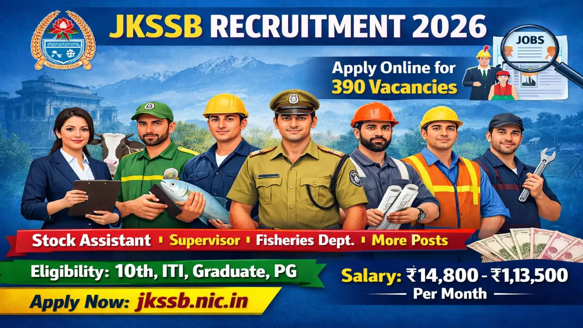 JKSSB Recruitment 2026 Out – Apply Online 390 Stock Assistant, Supervisor Posts 3 JKSSB 309 Posts Recruitment 2026 Out