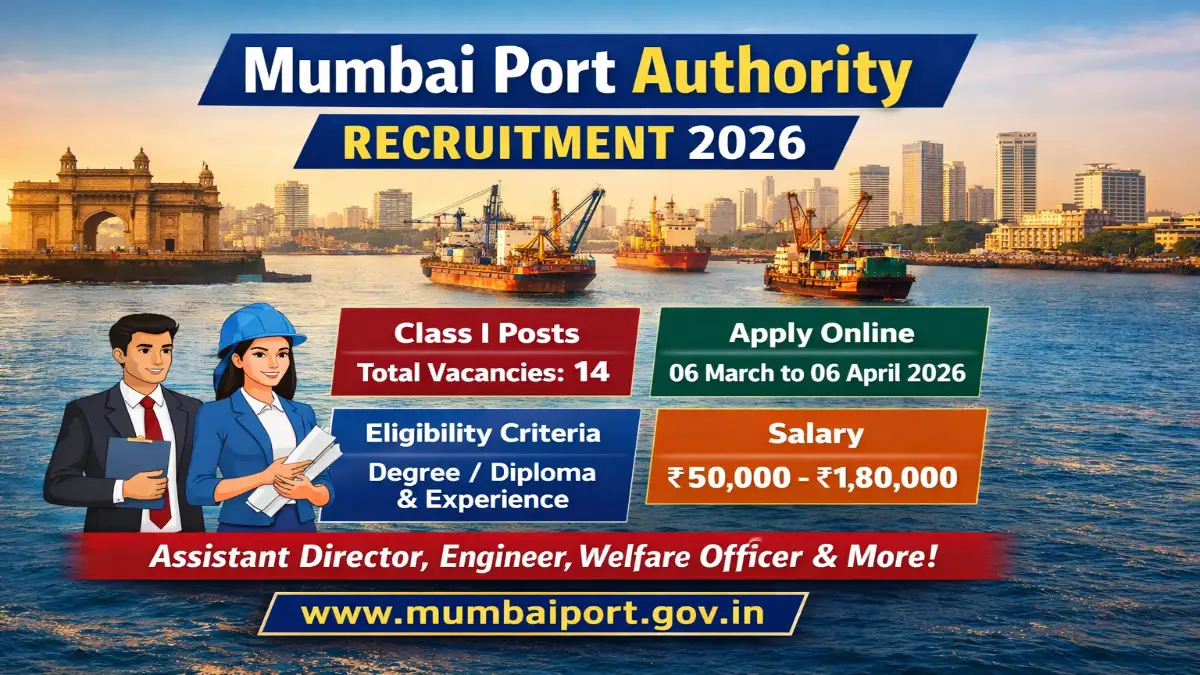 Mumbai Port Authority Recruitment 2026 – Apply Online 14 Senior Welfare Officer, Executive Engineer and More Posts 3 Mumbai Port Authority Recruitment 2026