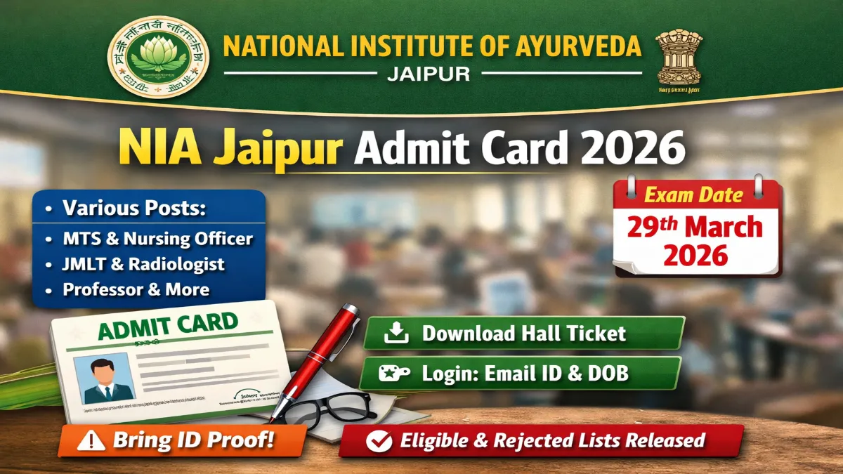 NIA Jaipur Admit Card 2026