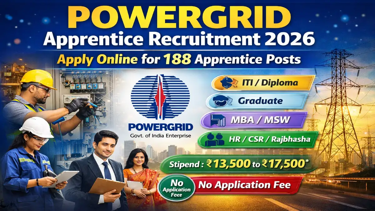 POWERGRID Apprentices Recruitment 2026 Out – Apply Online 188 Posts 3 POWERGRID Apprentices Recruitment 2026